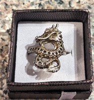 Vintage Sterling Silver Dragon Ring