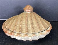Clamshell Lidded Crazed Pottery
