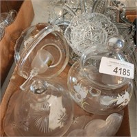 Elegant Glass  - Clear Covered Butter Dish, Basket