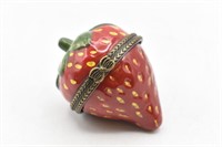 Enameled Strawberry Shape Trinket Box