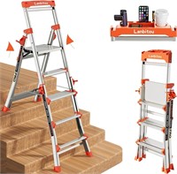 Aluminum 5 Step Ladder with Handrails