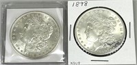 Pair of 1898 Morgan Dollars (90% Silver).