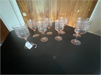 Light Pink Etched Glass Wine Glasses