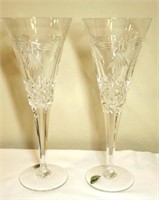 2 Waterford Signed Peace Artist Champagne Flutes
