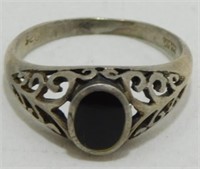 Sterling Silver Black Onyx Ladies Ring