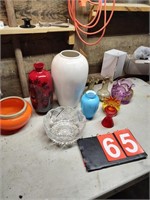 GROUP VASES, GLASS BOWL AND MORE