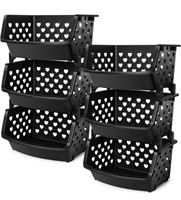 6 Pack Plastic Stackable Storage Bins for