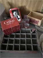 Coca Cola Wood Crate, Bear, & Glasses
