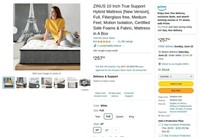 B6169  ZINUS 10 True Support Hybrid Mattress Ful