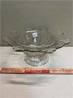 BEAUTIFUL PRESSED GLASS ETCHED DISPLAY BOWL