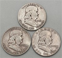 (3) 1950 P,
1950 D
, 1951 P 
Franklin 50c