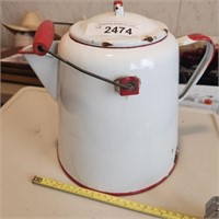 Vintage Enamelware Coffee Tea Pot Kettle