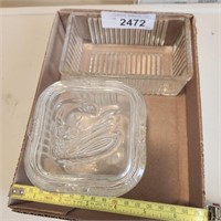 Vintage Federal Clear Glass Square Refrigerator
