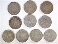 8- 1919 & 2- 1920 SILVER 50 CENTAVOS MEXICO