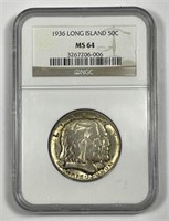 1936 Long Island Commem Half NGC MS64