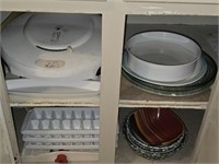 Cabinet Full of Indoor Grill Ice Trays Bowls Etc