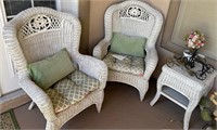 D - WICKER CHAIRS, TABLE, DECOR & CUSHIONS