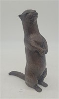 Vintage Chalkware Otter Standing Figurine - Signed