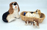 Stone Critters Basset Baby & Beagle Figurines, Whi