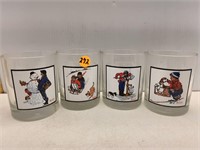 4PC NORMAN ROCKWELL PEPSI GLASSES