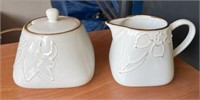 Elite Pottery Embossed Sugar & Creamer Set