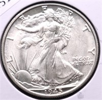 1945 D GEM BU WALKING HALF DOLLAR