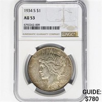 1934-S Silver Peace Dollar NGC AU53