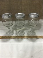 3 Ball mason jar wine glass goblet with lid