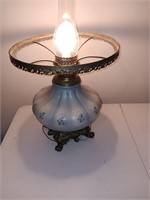 Vintage glass and metal lamp missing shade.