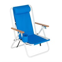 E7512  Zimtown Beach Chair, Folding Recliner, Blue