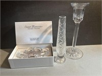 3 PC WATERFORD BUD VASE AND MARQUIS HEART PICTURE