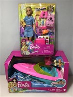 NIB Barbie jetboat and Pet Doc Doll with