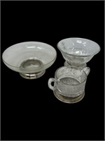 Sterling silver bases glass dishware bowls
