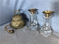 Vintage Lrg Cast Brass ‘’Sanctuary’’ Bell & Two