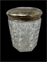 Eapg octagonal glass vessel with sterling lid