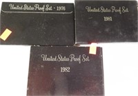 (3) US Mint proof sets:  1976, 1981 and 1982