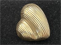 14K Gold Heart Pendant TW 4g  Marked EJG 14k