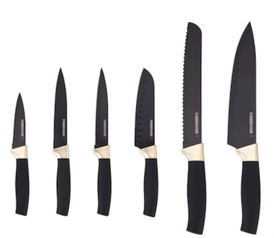 Farberware12-Piece Black with Brass Kitchen Knife