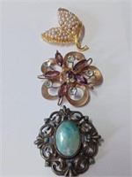 Lot of Various Vtg. Brooches - Some Missing Stones