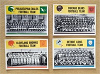 4 1964 Philadelphia Gum Team Cards Browns Lions et