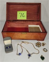 Cedar Dresser Box w/ Rhinestone Jewelry
