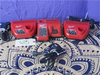 Lot of 3 Milwaukee M12 & M18 Battery Chargers Used