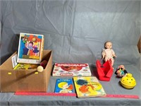 Box of children’s toys and games
