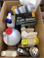 Box of chemicals and cleaners.