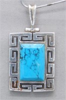 GEOMETRIC STERLING SILVER TURQUOISE SLIDE.