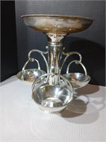 Silverplate epergne centerpiece vase with 3