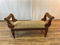 Vintage Rolled Arm Upholstered Bench