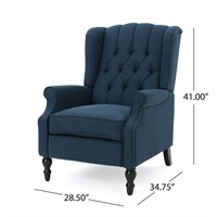 Noble House Walter Fabric Recliner, Navy Blue