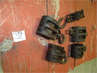 5- 3" DOUBLE ROLLER WOOD PULLEYS