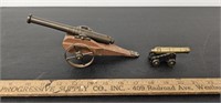 (2) Old Small Cannons- One Bronze, One Brass-